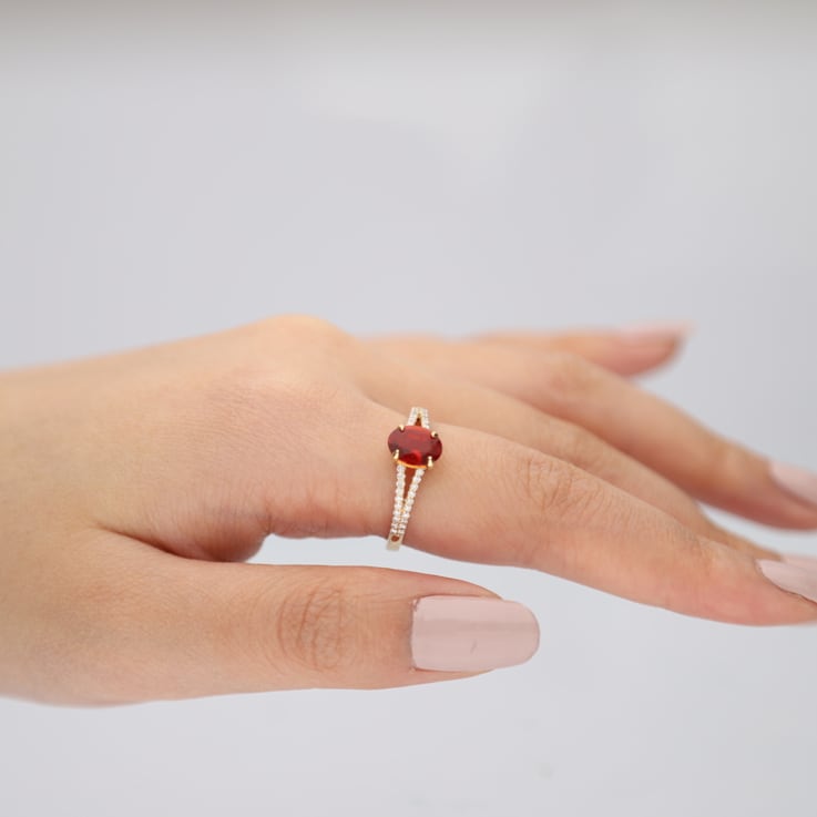 Gin & Grace 14K Yellow Gold White Natural Diamond & Fire Opal
Diamond (I1) Ring