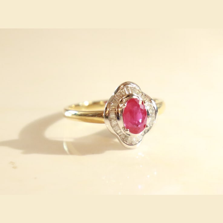 Gin & Grace 14K Two Tone Gold Real Diamond Anniversary Engagment
Ring (I1) with Genuine Ruby