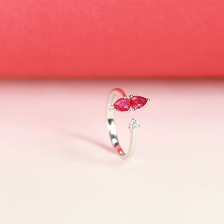 Gin & Grace 18K White Gold Ruby and Diamond Ring