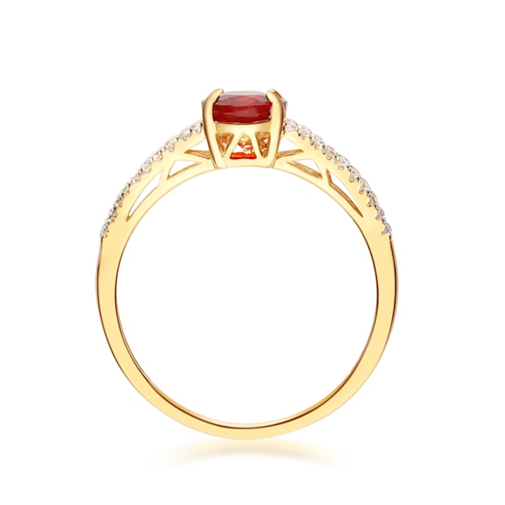 Gin & Grace 14K Yellow Gold White Natural Diamond & Fire Opal
Diamond (I1) Ring