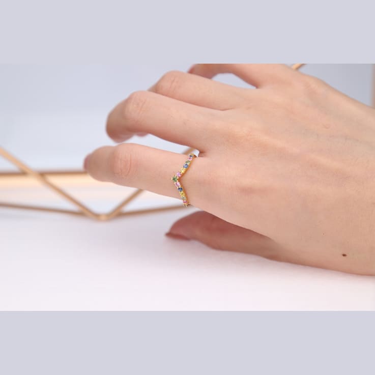 Gin & Grace 18K Yellow Gold Genuine Multi sapphire &
Semi-Precious with Diamond (I1) Ring