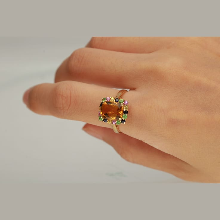 Gin & Grace 10K Yellow Gold  Citrine  with Citrine Tsavorite and Multi-Sapphire
