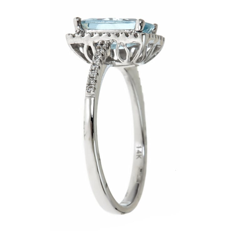 Gin & Grace 14K White Gold 1.75Ct Aquamarine & Diamond Ring