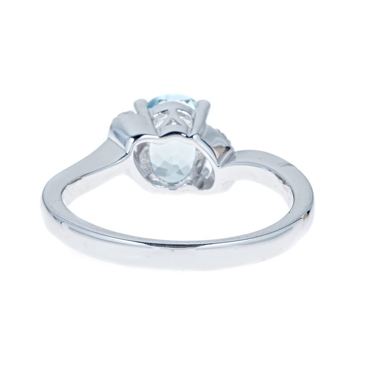 Gin & Grace 925 Sterling Silver Aquamarine Ring with Diamond