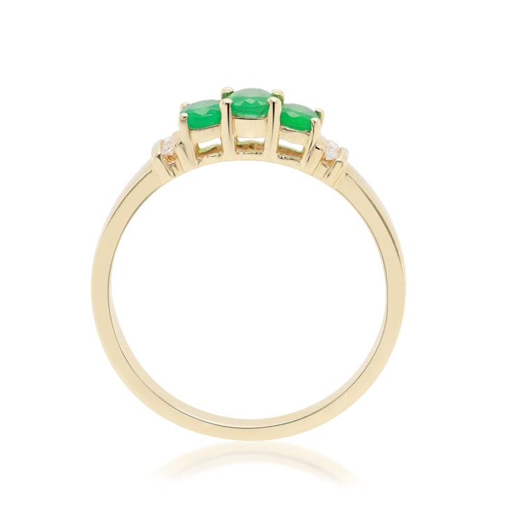 Gin and Grace 14K Yellow Gold Zambian Emerald Ring with Diamonds