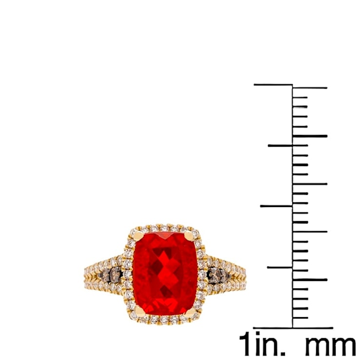 Gin & Grace 14K Gold Mexican Fire Opal with Diamond Ring