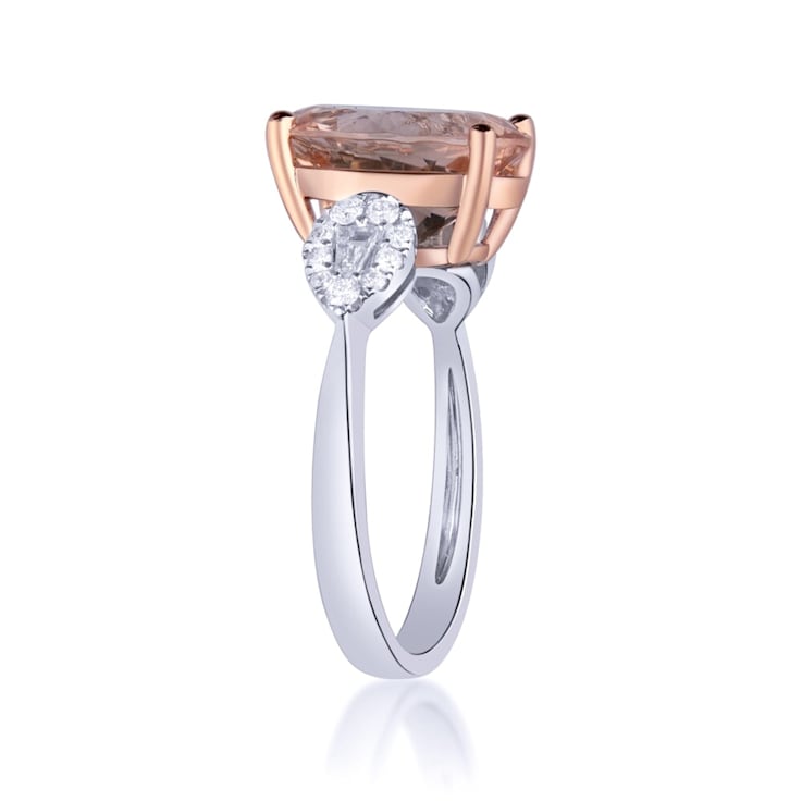 Gin & Grace 14K Two Tone Gold Morganite with Diamond Ring