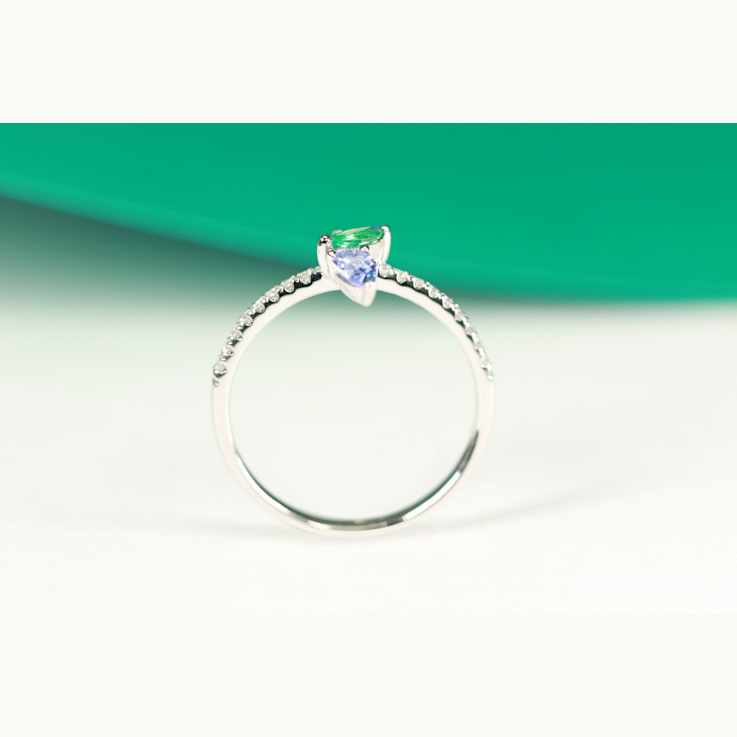 Gin and Grace 14K White Gold Natural Zambian Emerald & Tanzanite
Ring with Natural Diamonds