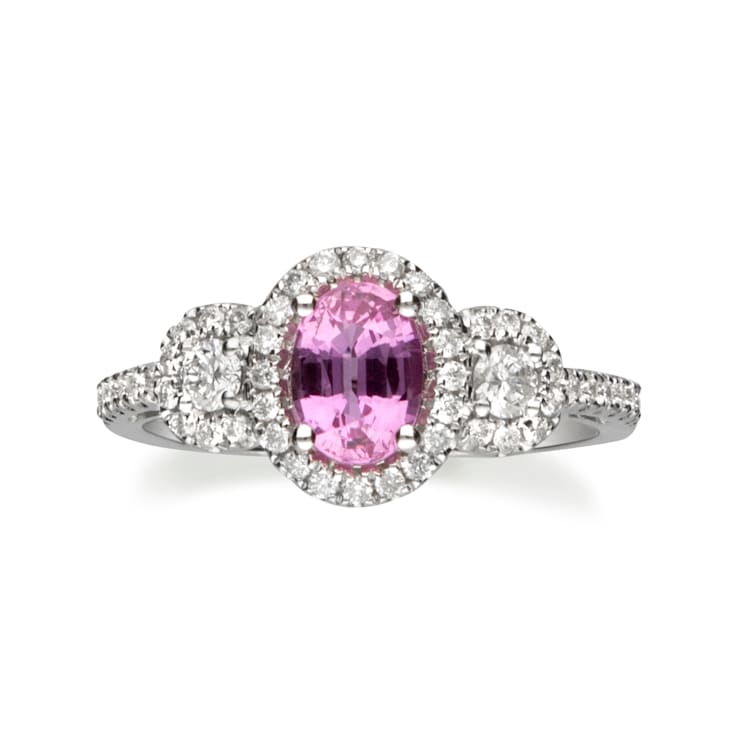 Gin & Grace 14K White Gold Real Diamond Wedding Ring (I1) with
Natural Pink Sapphire