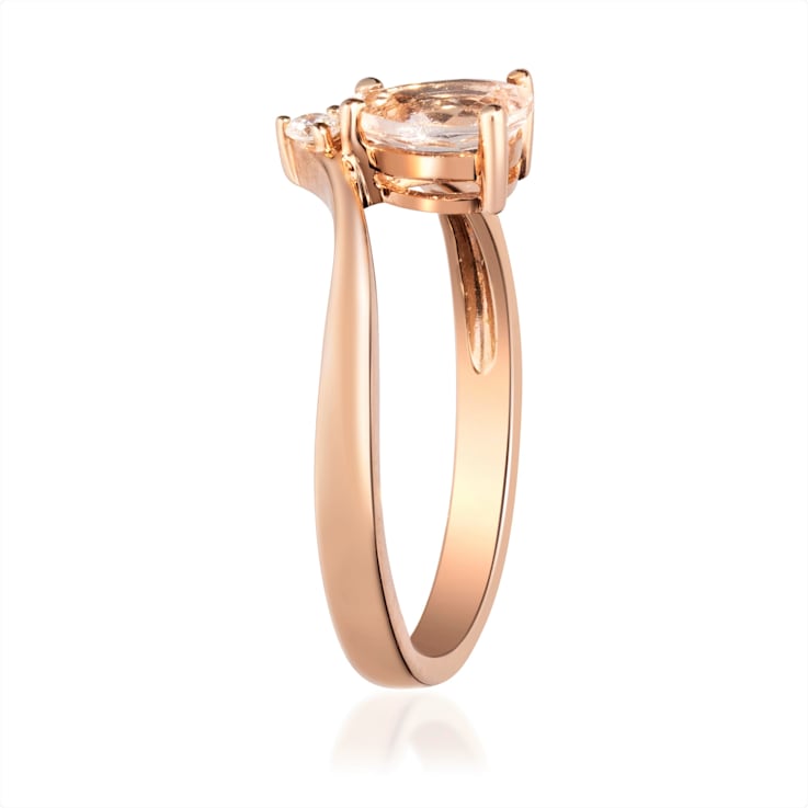 Gin & Grace 10K Rose Gold Real Diamond Ring (I1) with Genuine Pink Morganite