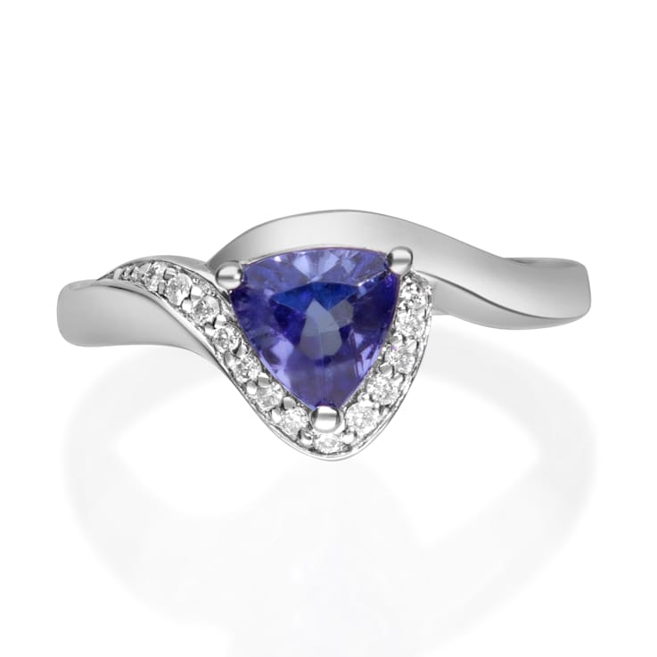 Gin & Grace 925 Sterling Silver Real Diamond Ring (I1) with Genuine
Blue Tanzanite