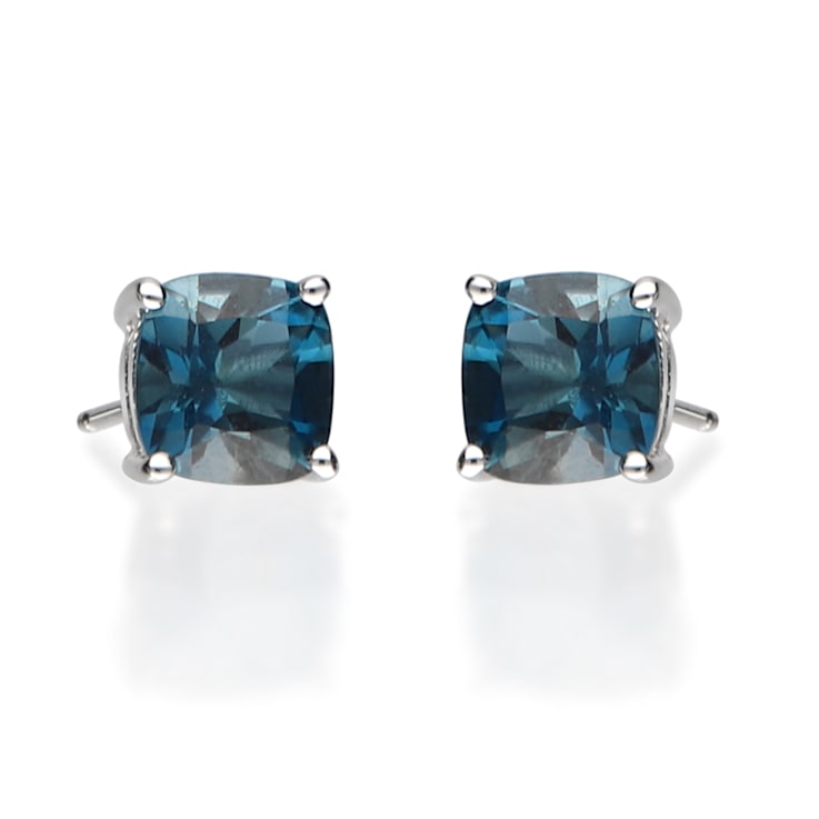 Gin & Grace 14K White Gold Stud Earring with London Blue Topaz