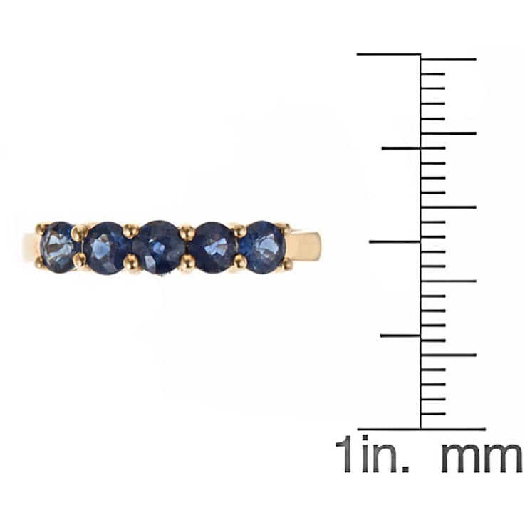 Gin & Grace 14K Yellow Gold Real Diamond Ring (I1) with Natural Blue Sapphire