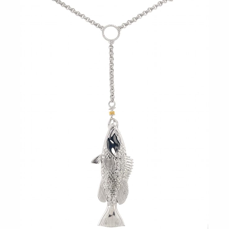Sterling Silver Lariat Style Grouper Necklace