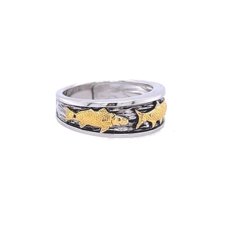 Sterling Silver Triple Catch Fish Ring