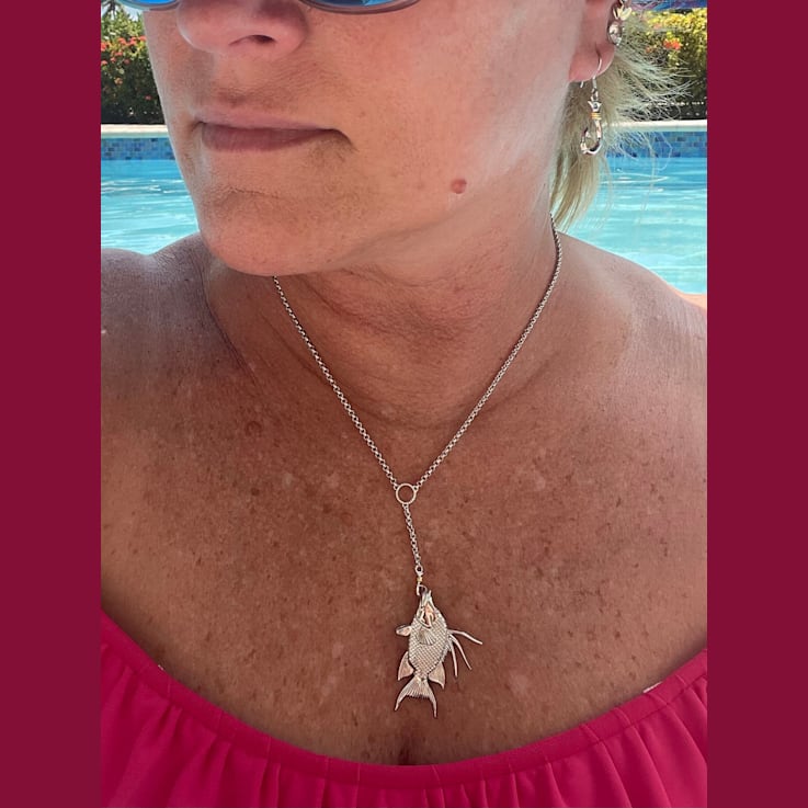 Sterling Silver Lariat Style Hogfish Necklace