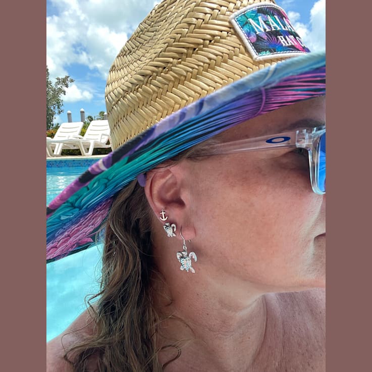 Sterling Silver Sea Turtle Dangle Earrings.