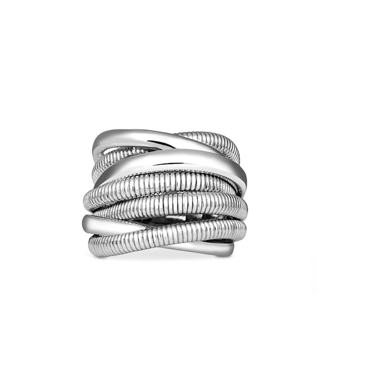Judith Ripka Eternity Rhodium Over Sterling Silver Seven Band Highway Ring