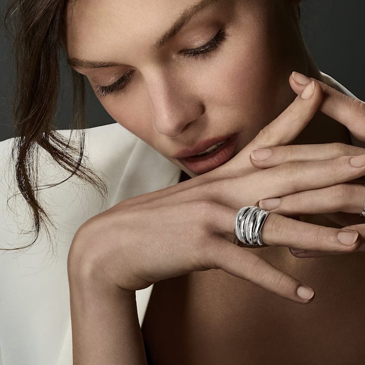 Judith Ripka Eternity Rhodium Over Sterling Silver Seven Band Highway Ring 155HTA