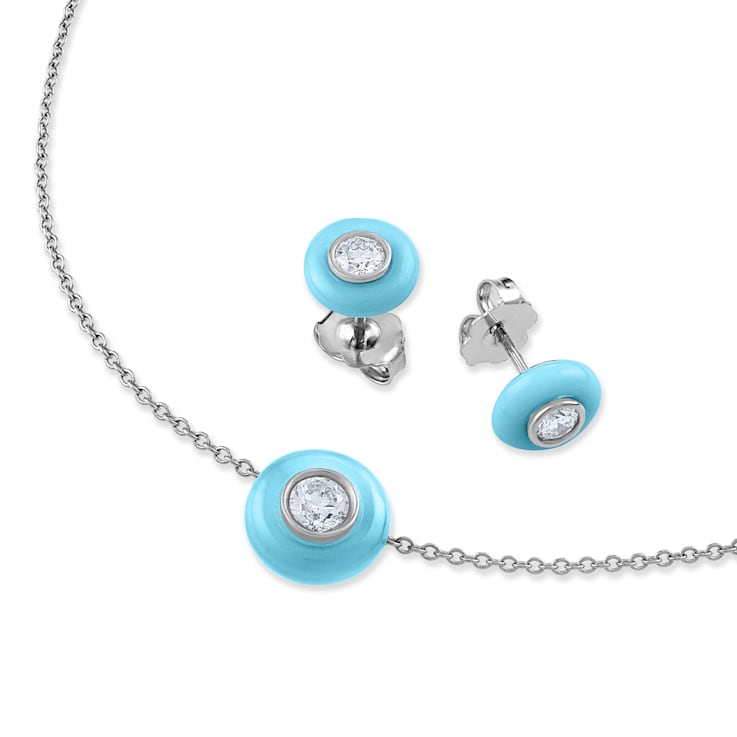 Belle Ciambelle-18K WG studs set with 0.10ctw diamonds and blue
turquoise doughnut.