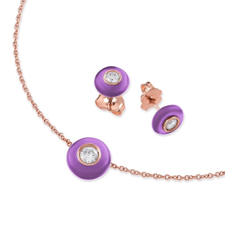 Belle Ciambelle-18K RG studs set with 0.10ctw diamonds and purple
amethyst doughnut.