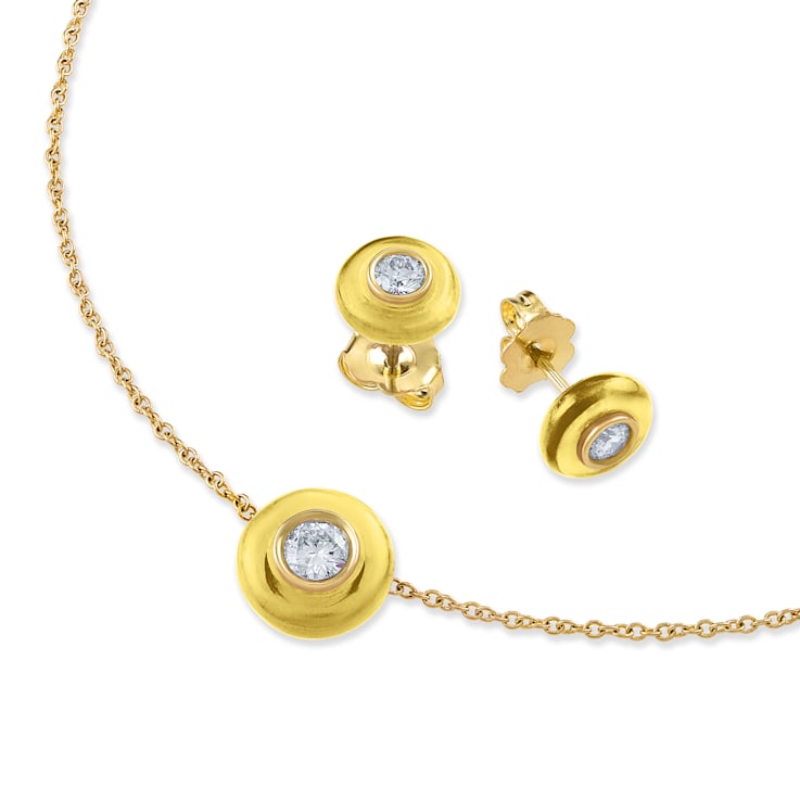 Belle Ciambelle-18K YG studs set with 0.10ctw diamonds and yellow
citrine doughnut.
