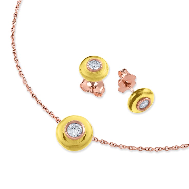 Belle Ciambelle-18K RG studs set with 0.10ctw diamonds and yellow
citrine doughnut.