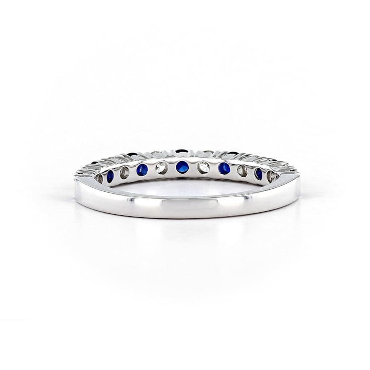 Round Diamond and Sapphire 14K White Gold Ring
