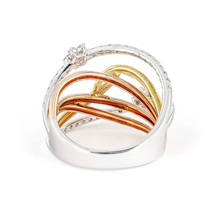 Round Diamond 14K Tri-Color Gold Ring