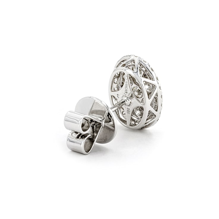 Round Diamond Cluster 14K White Gold Earrings