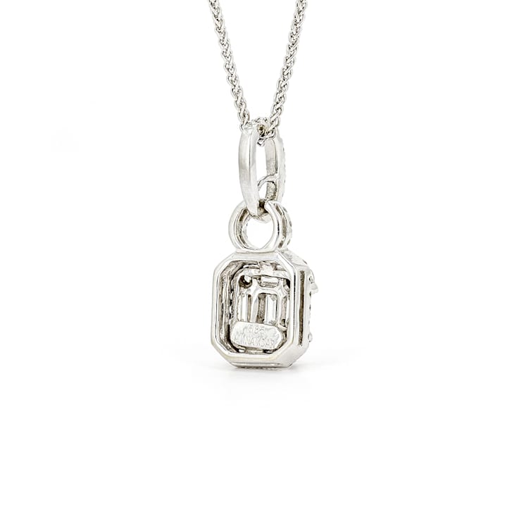 Round, Emerald and Baguette Diamond 14K White Gold Necklace