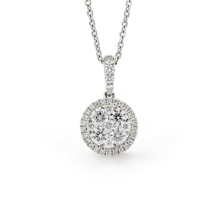 Round Diamond 14K White Gold Pendant with Chain