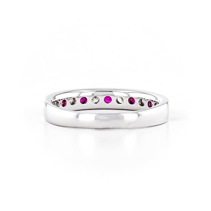 Round Diamond and Ruby 14K White Gold Ring