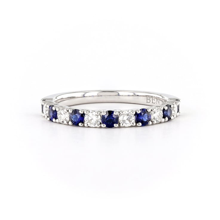 Round Diamond and Sapphire 14K White Gold Ring
