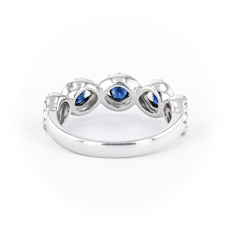 Round Diamond and Sapphire 14K White Gold Ring