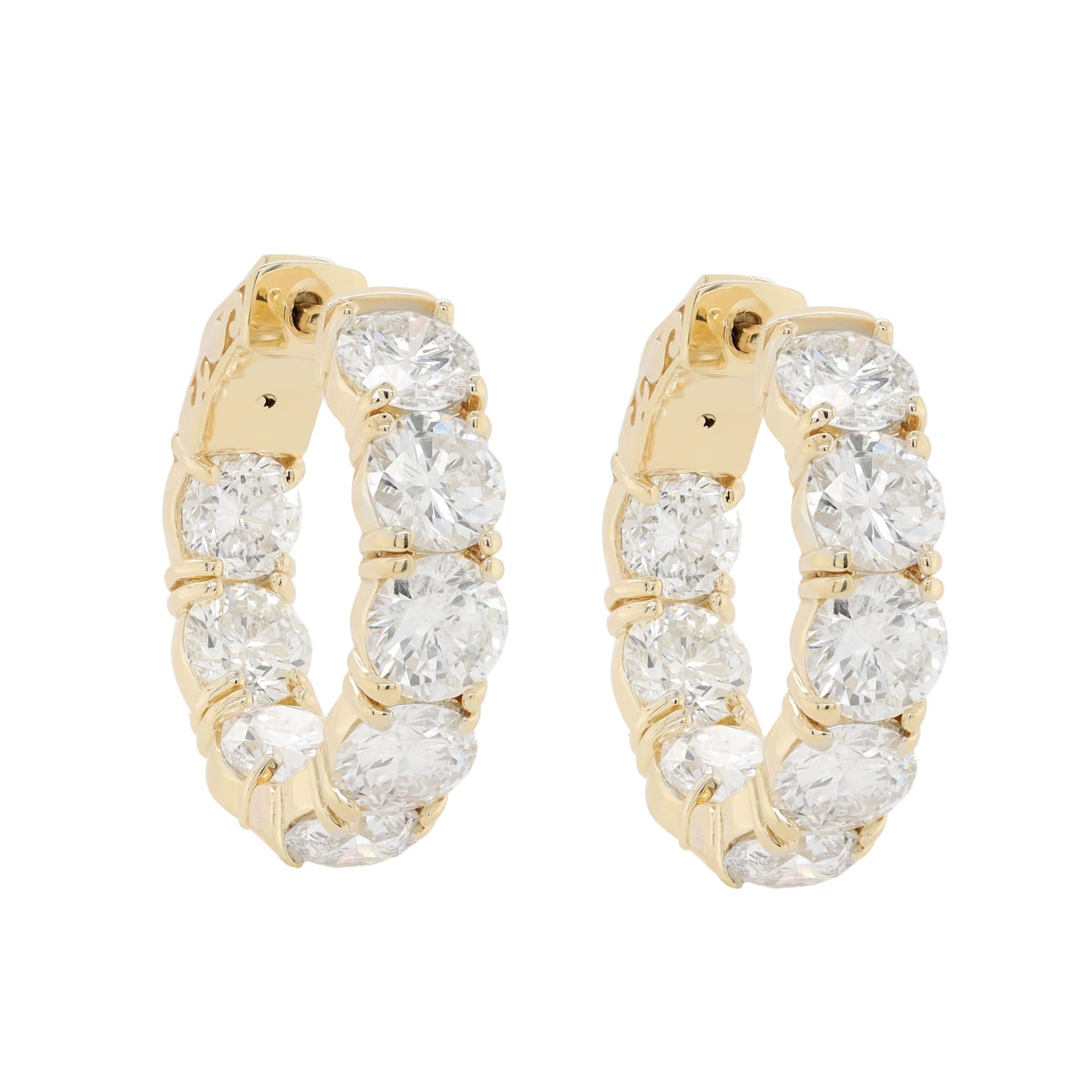 Yellow Gold Filled Thick Flower Engraved Hoops Earrings - Dianna
