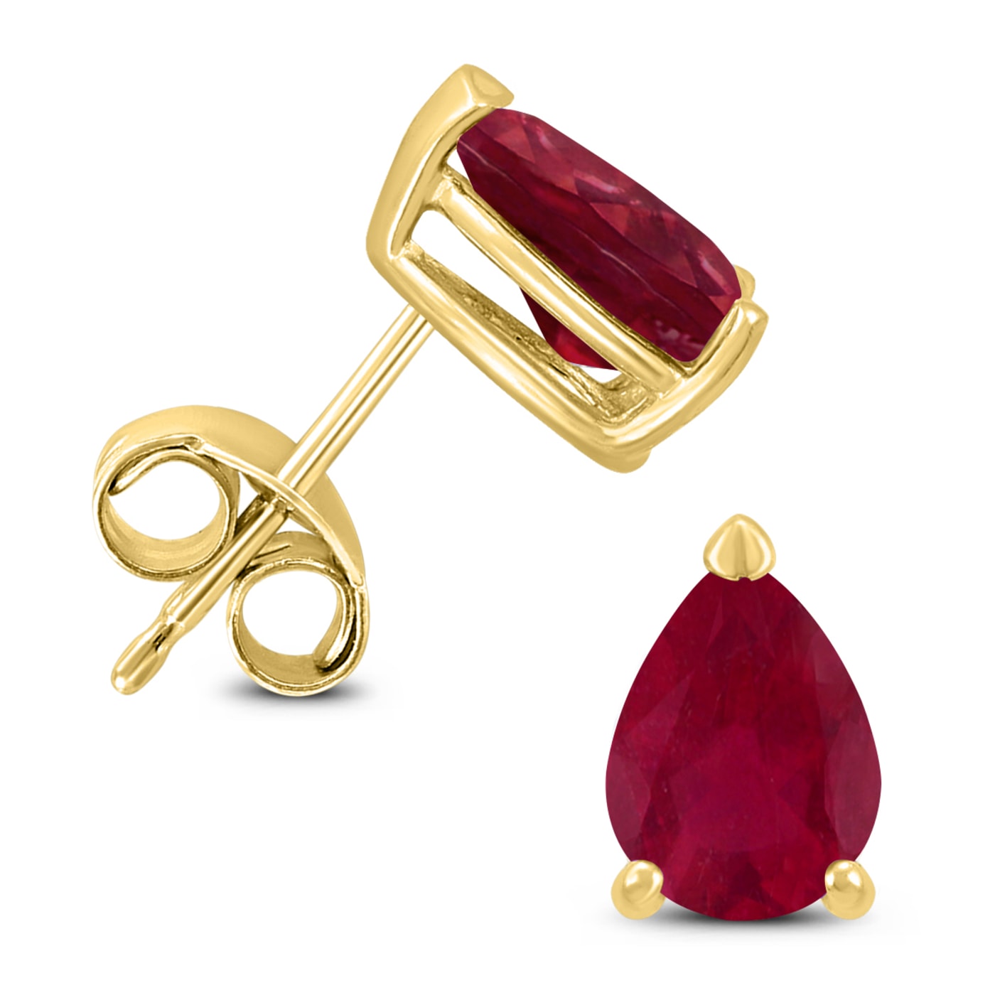 14K Yellow Gold 6x4MM Pear Ruby Earrings 1CQ3CA