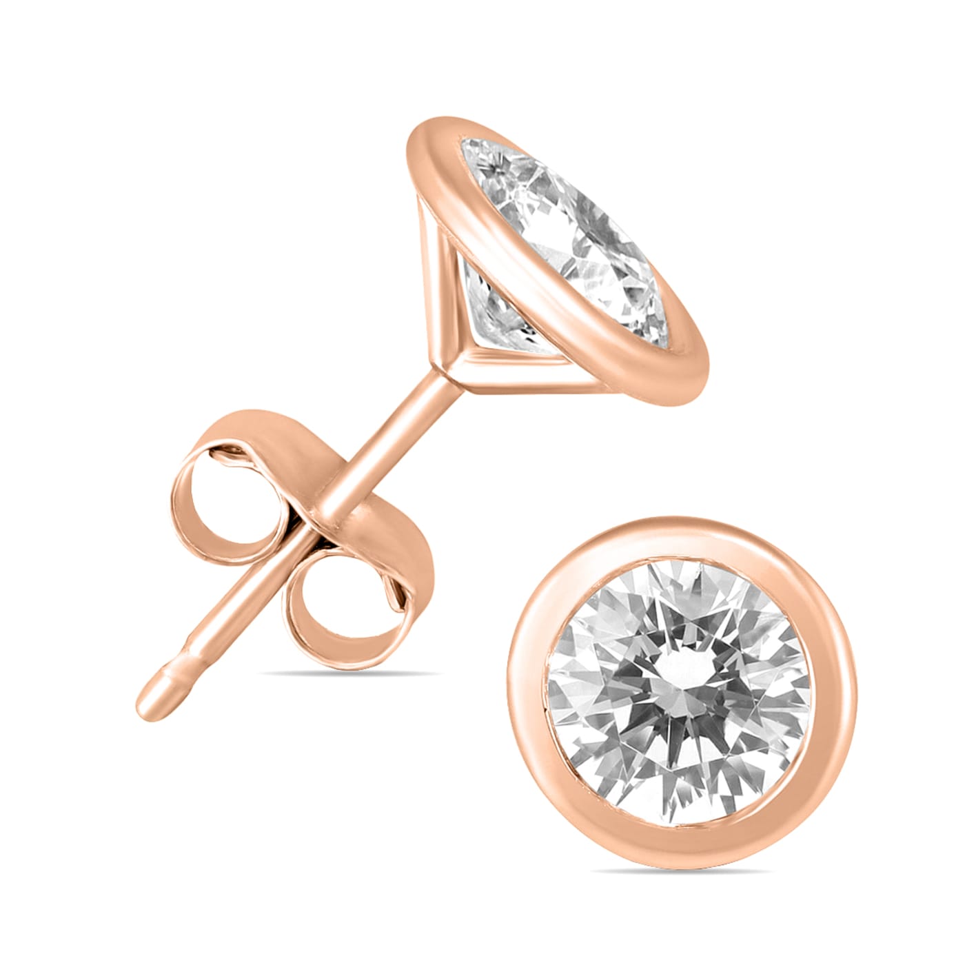 Rose gold diamond solitaire earrings discount