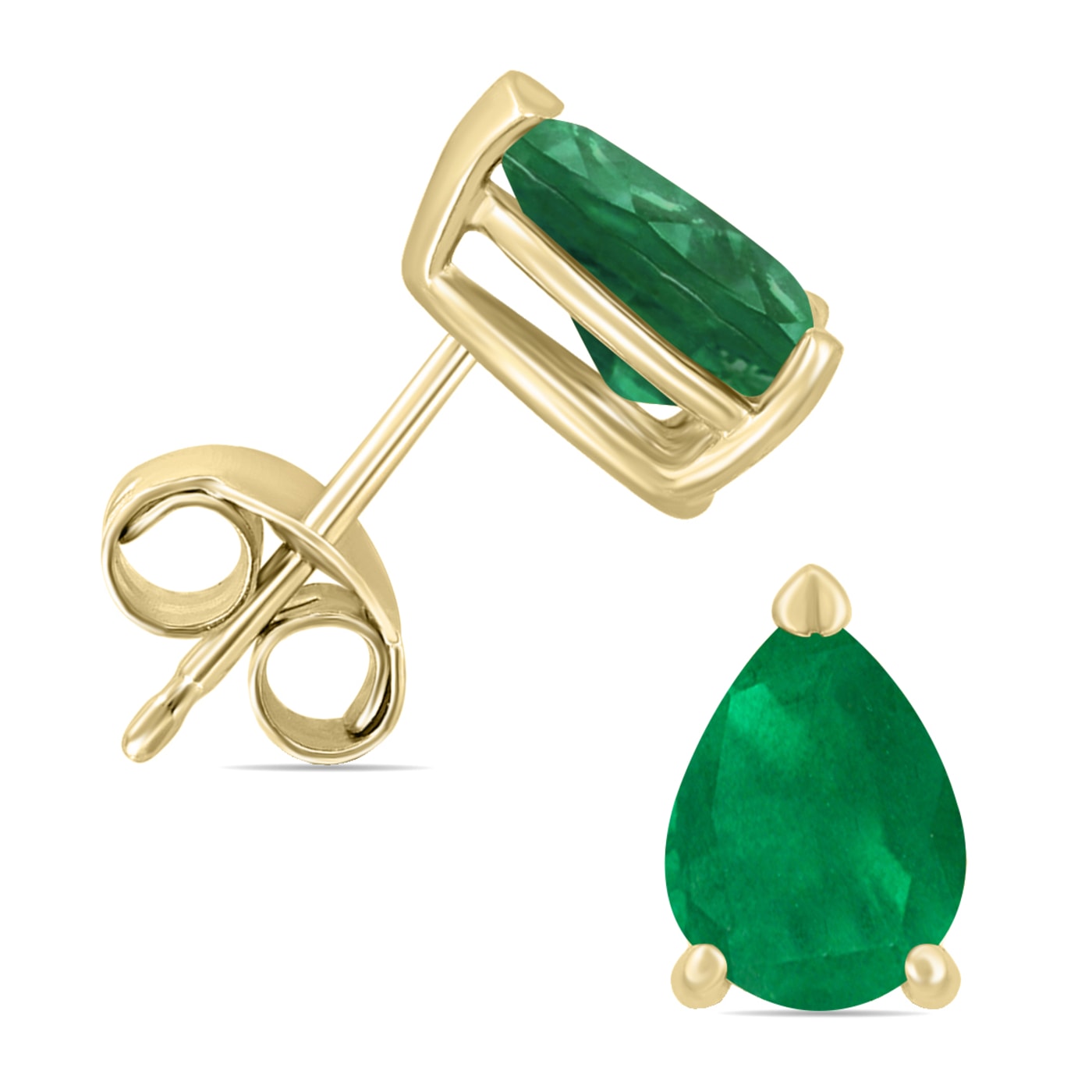 Natural emerald earrings yellow gold deals