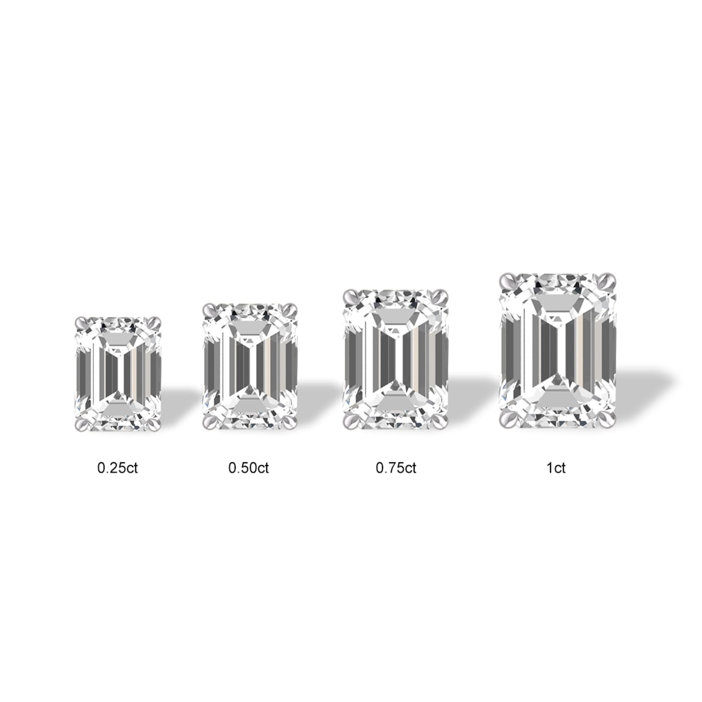 Lab Grown 1/4 Carat Emerald Cut Solitaire Diamond Earrings in 14K White  Gold - 1B13QA