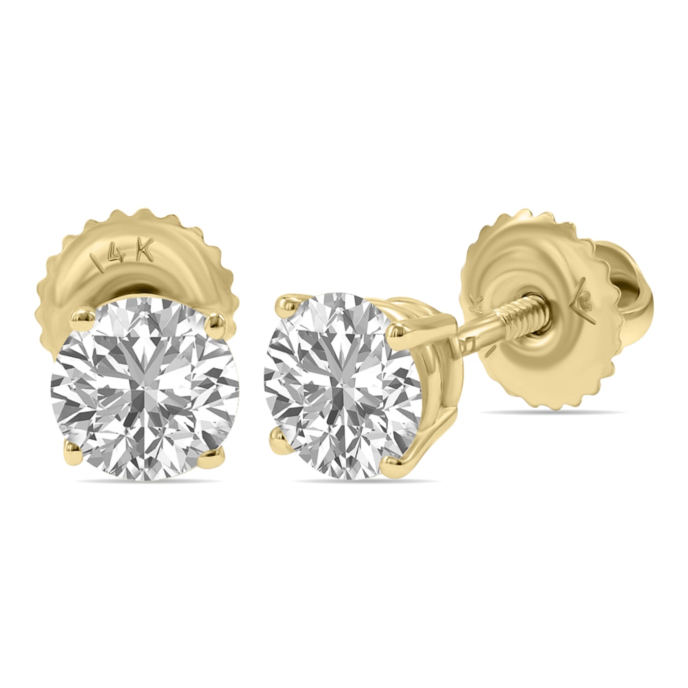 Lab Grown 1 Carat Total Weight Diamond Solitaire Earrings in 14K