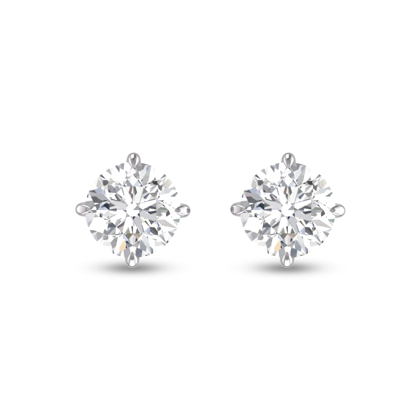 Lab Grown 1/4 Carat Round Solitaire Diamond Earrings in 14K White