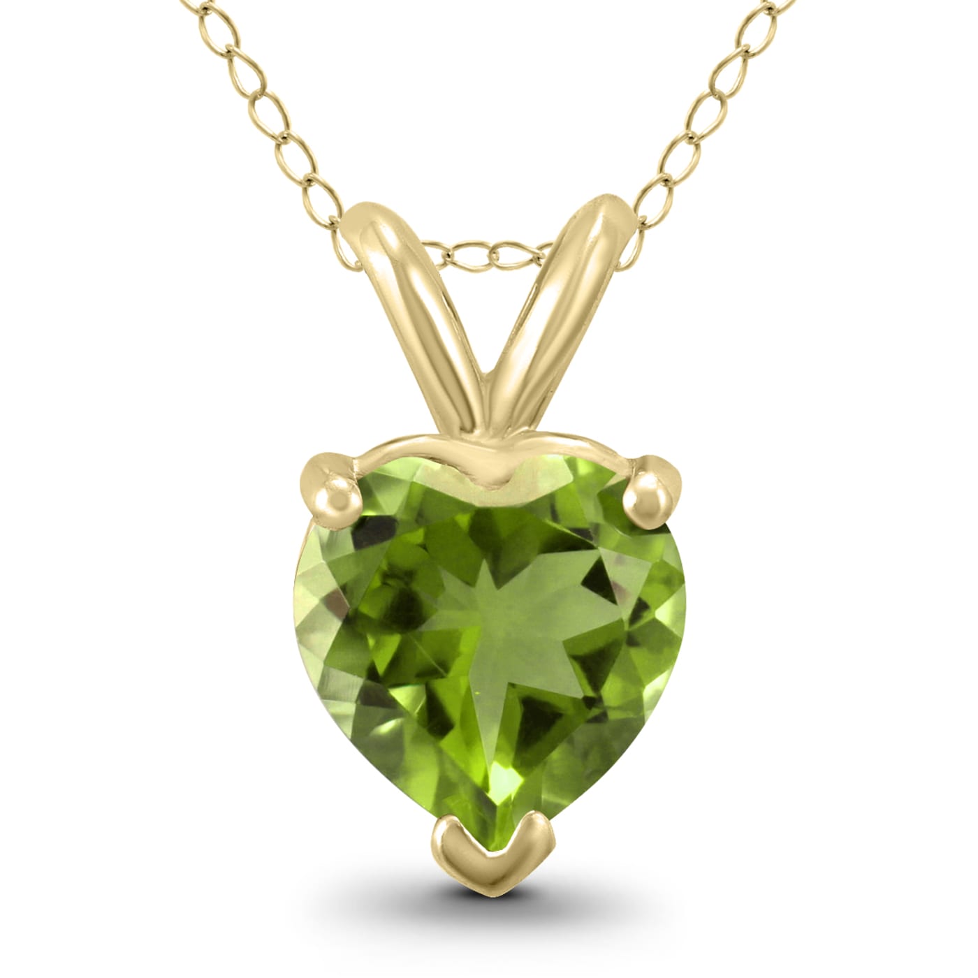 14K Yellow Gold 6MM Heart Peridot Pendant 111Z4A