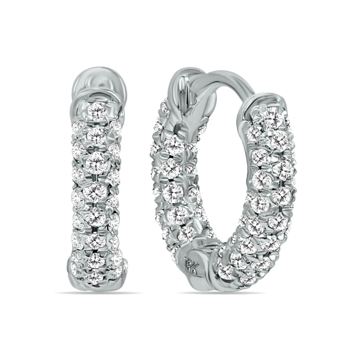 1/3 Carat TW Small Diamond Huggie Hoop Earrings in 10K White
