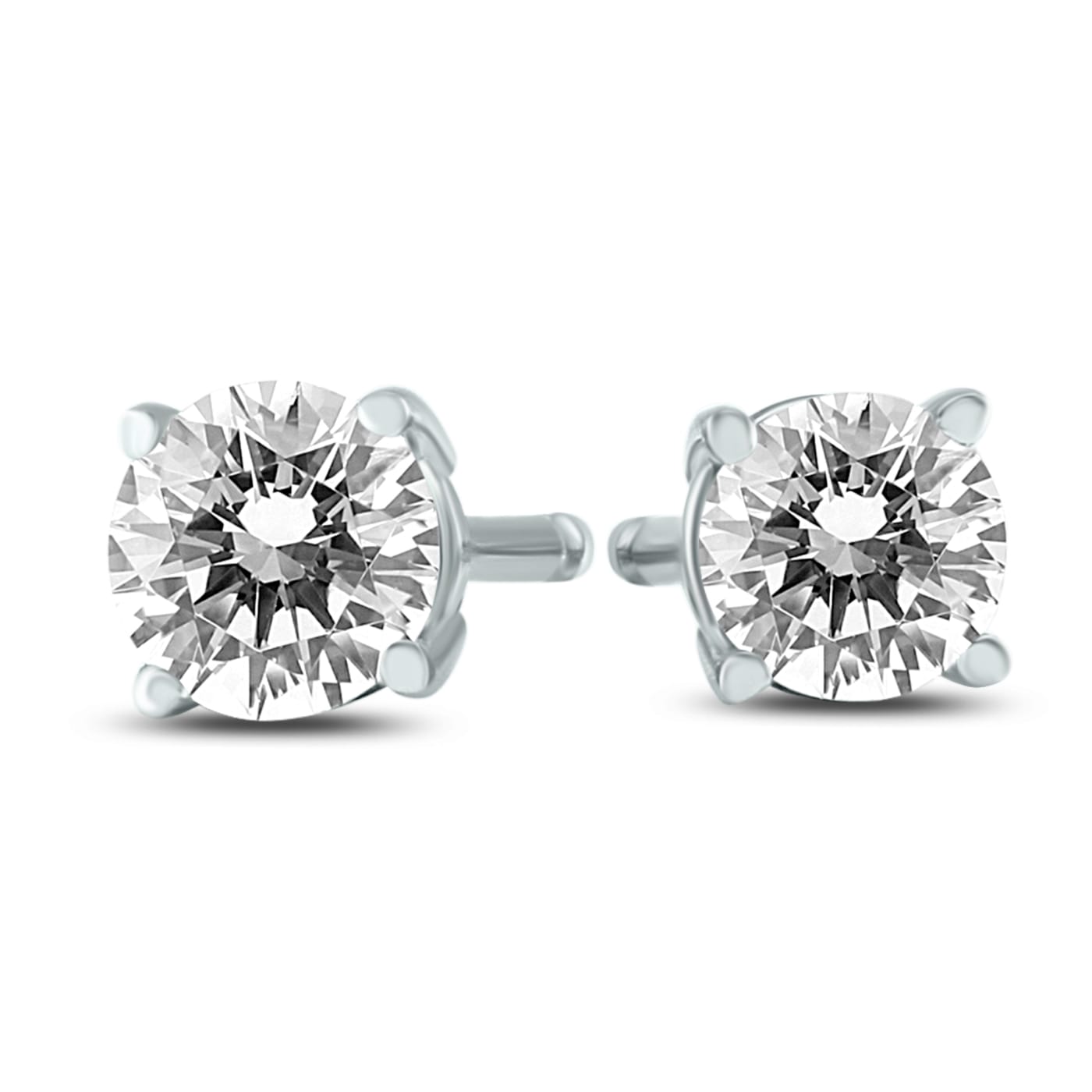 AGS Certified (J-K Color, SI1-SI2 Clarity) 1/4ctw Round Diamond Solitaire  Earrings 14k White Gold - 161Q8A