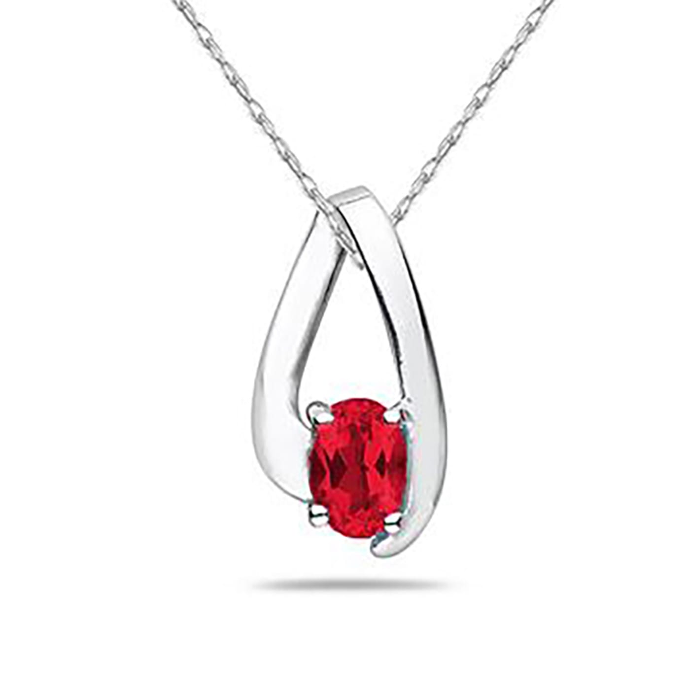 All Natural Ruby Loop Pendant Necklace in 10K White Gold All Natural Ruby Loop Pendant Necklace in 10K White Gold