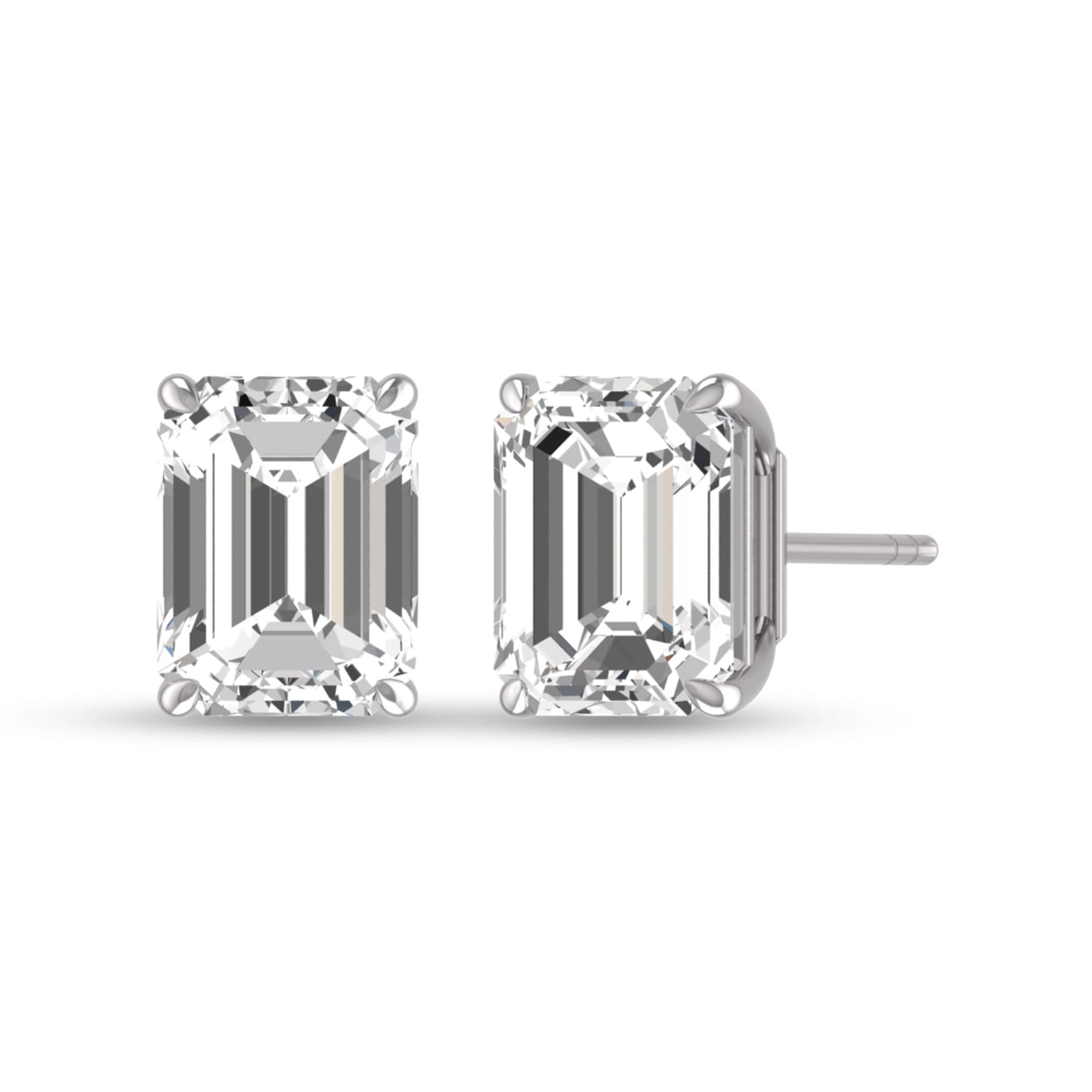 Lab Grown 1/4 Carat Emerald Cut Solitaire Diamond Earrings in 14K White  Gold - 1B13QA