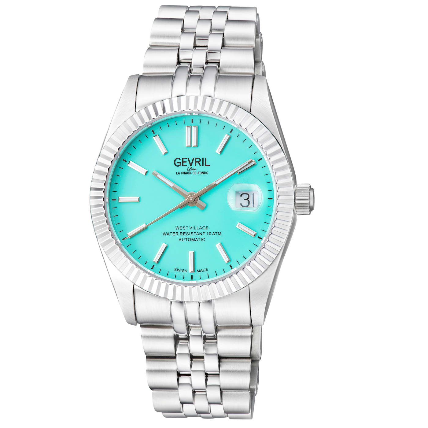 Gevril Men's Automatic West Village Tiffany Sunray Dial IPYG Stainless  Steel Bracelet