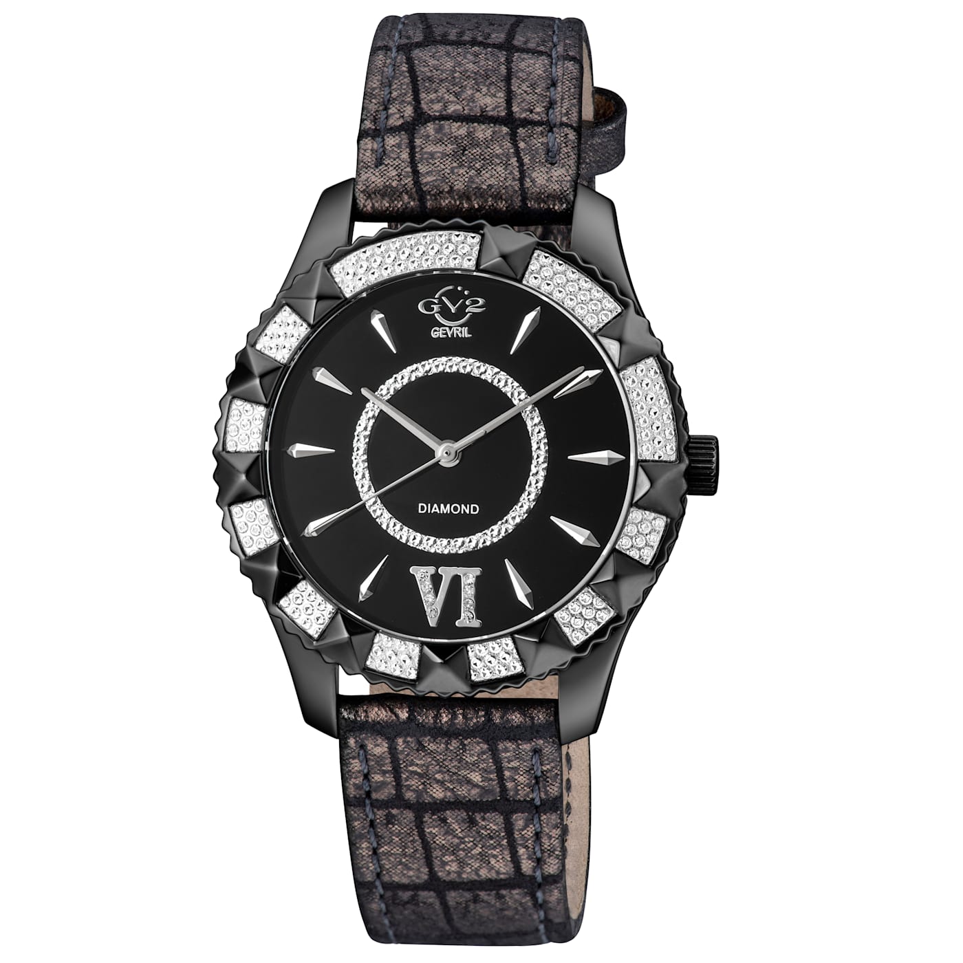 GV2 by Gevril Womens 11713 425C Venice Diamond Swiss Quartz Black