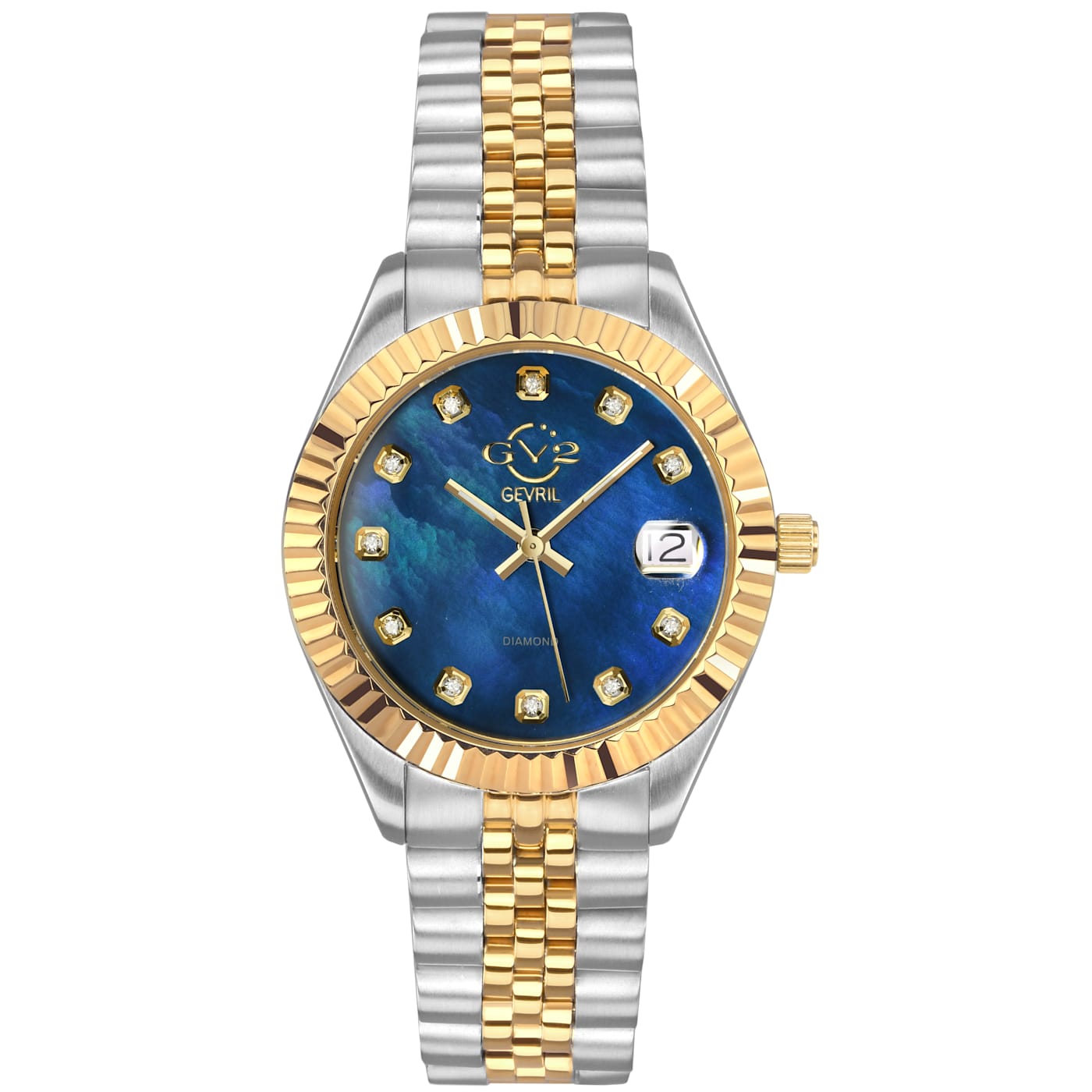 GV2 by Gevril Women's Naples 12406 Blue MOP Dial Diamond Two-Tone